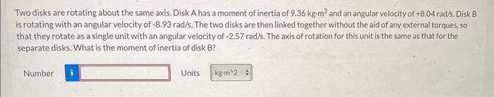 Two disks are rotating about the same axis