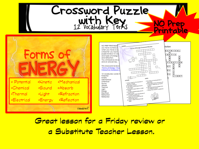 Forms of energy crossword puzzle answer key