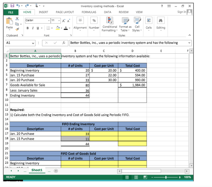 Better bottles inc uses a periodic inventory system