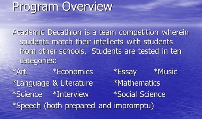 Academic decathlon impromptu speech topics